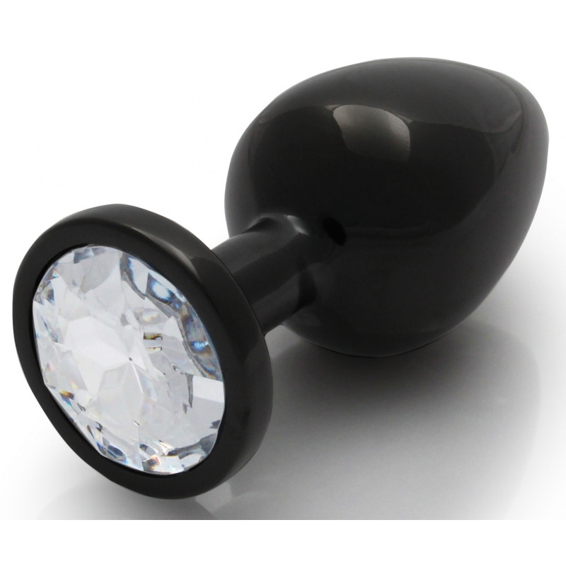 Ouch! Bijou anal Round Gem L 8 x 4cm Noir-Transparent